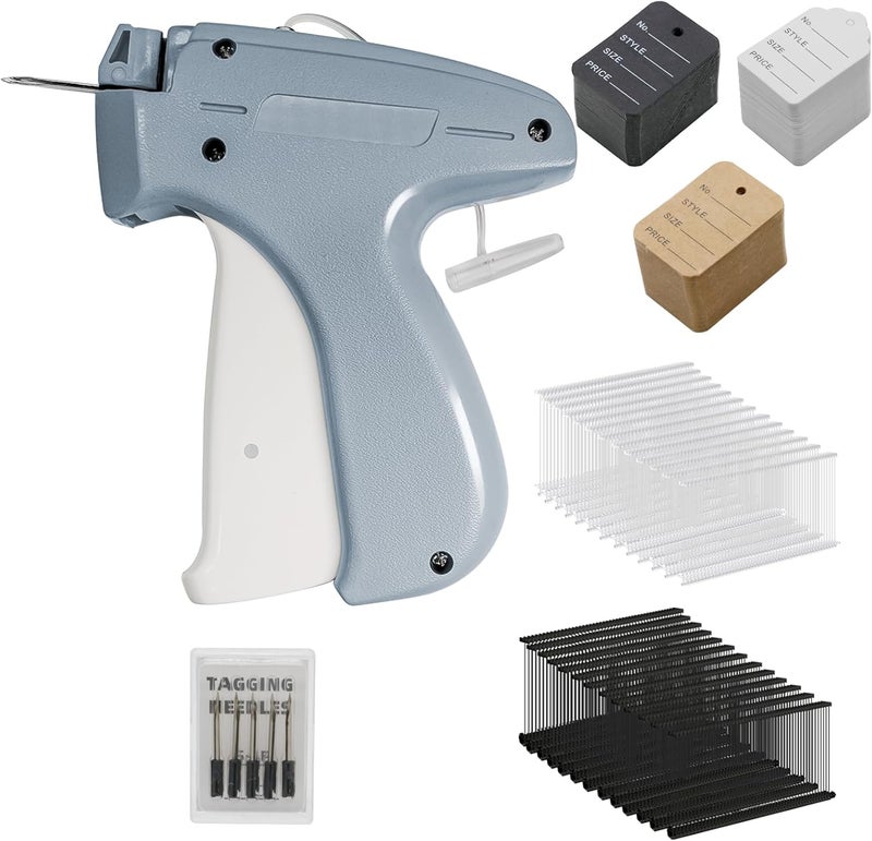 Hronta Tagging Gun for Clothing, Tag Attacher Gun with 5 Steel Needles, 2000 pcs 2" Black and White Barbs Fasteners & 300 Clothing Labels, Yard Sale Retail Store Tagging Gun Set (Not Mini Stitch) - Image 1